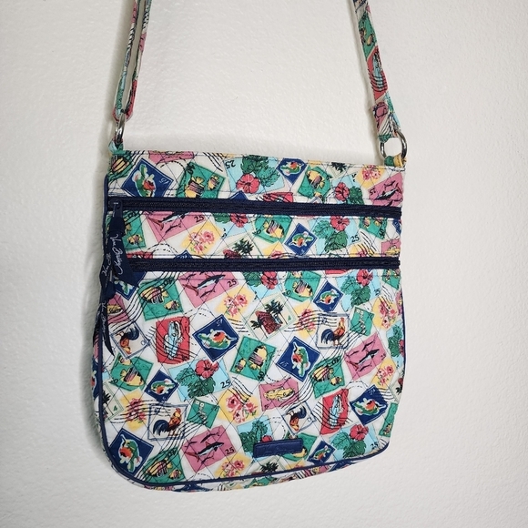 Vera Bradley Cuban Stamps Triple Zip Hipster - Picture 2 of 8